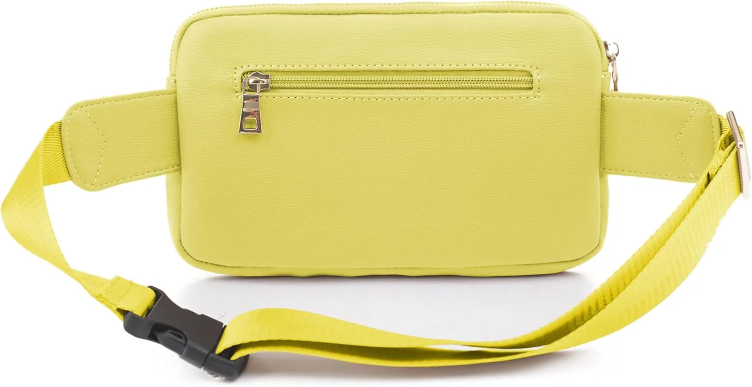 LOVESOME Vegan Leather Everywhere Fashion Waist Bag Fanny Pack Crossbody Bag Belt Bag Sling Bag with Adjustable Strap for Women (Yellow)