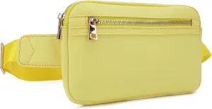 LOVESOME Vegan Leather Everywhere Fashion Waist Bag Fanny Pack Crossbody Bag Belt Bag Sling Bag with Adjustable Strap for Women (Yellow)
