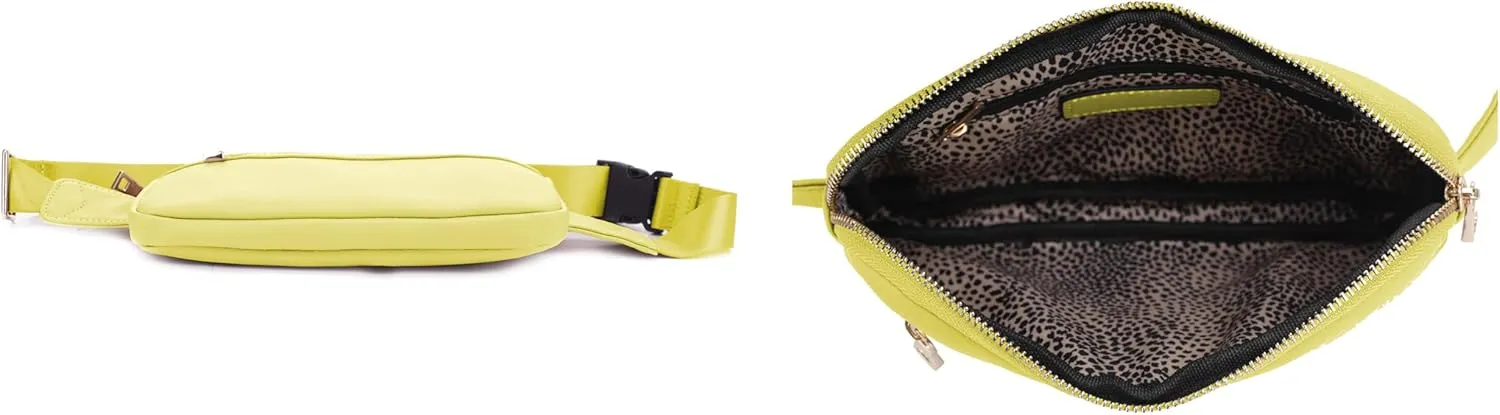 LOVESOME Vegan Leather Everywhere Fashion Waist Bag Fanny Pack Crossbody Bag Belt Bag Sling Bag with Adjustable Strap for Women (Yellow)