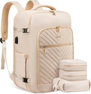LOVEVOOK Large Travel Backpack for Women,Carry on Backpack Flight Approved,Personal Item Backpack Travel Bag with 3 Packing Cubes,Waterproof Back Pack TSA Fit 17inch Laptop Luggage with USB Port