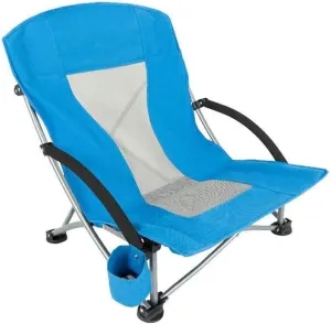 Low Beach Camping Folding Chair Ultralight Packing Seat with Cup Holder and Carry Bag, Compact Outdoor Chair for Camping, BBQ, Picnic, Travel