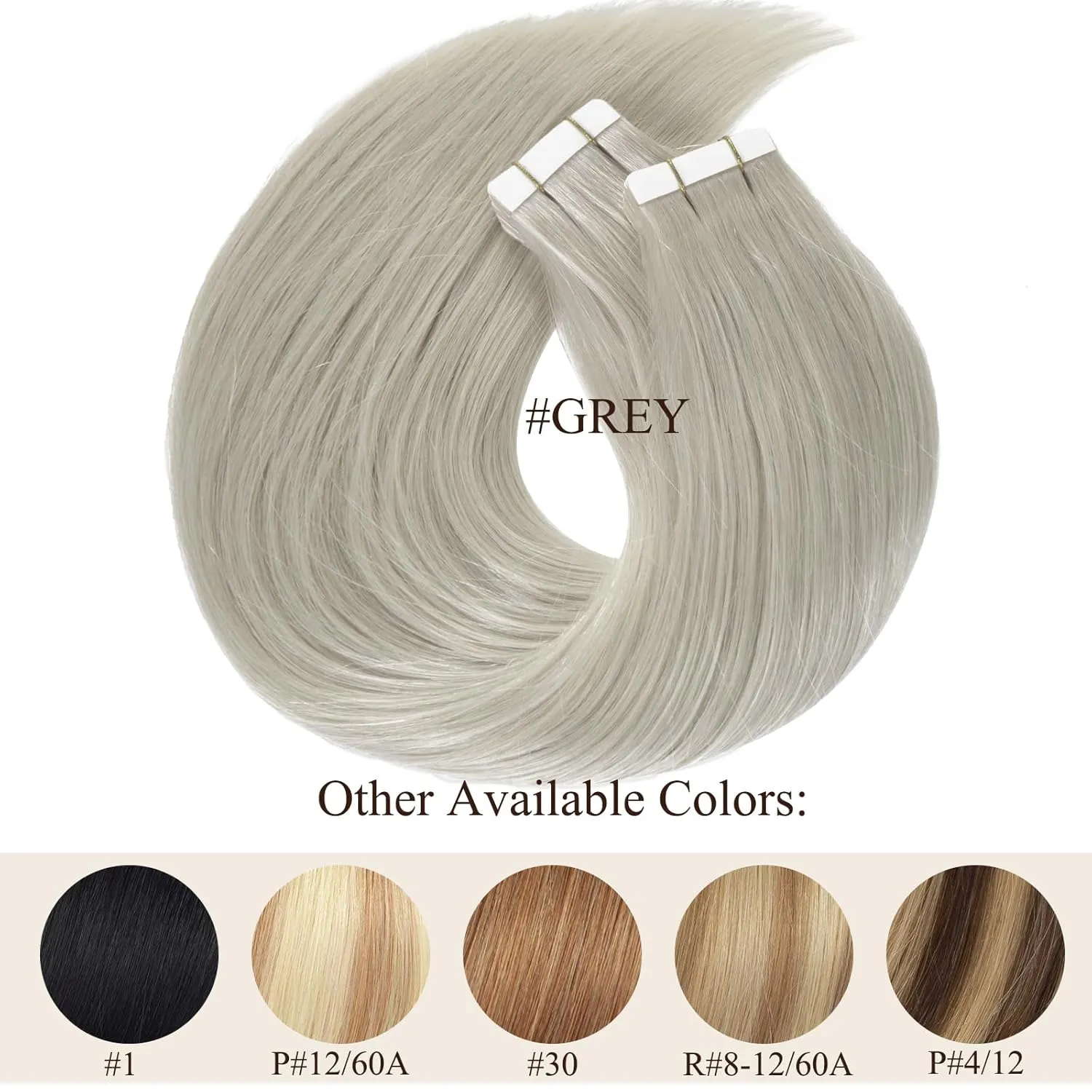 Loxxy Blonde Tape in Hair Extensions Human Hair 14Inch Light Grey 50g/pack 20pcs Straight Seamless Skin Weft Remy Human Hair Tape Ins Extensions Double Weft Straight Soft Hair