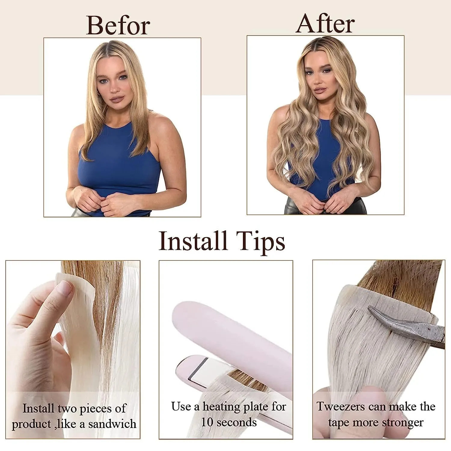 Loxxy Blonde Tape in Hair Extensions Human Hair 14Inch Light Grey 50g/pack 20pcs Straight Seamless Skin Weft Remy Human Hair Tape Ins Extensions Double Weft Straight Soft Hair