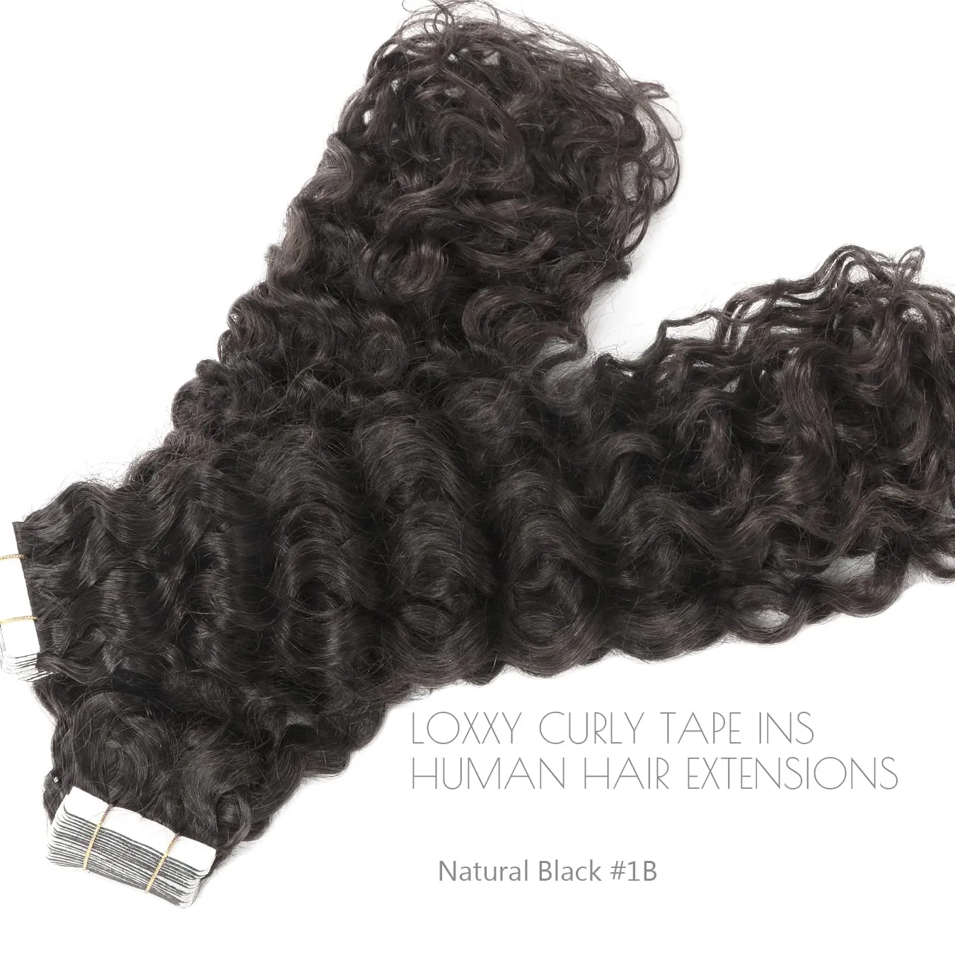 Loxxy Brazilian Curly Tape in Hair Extensions Human Hair Black Women 12inch Natural Black Color #1B Jerry Curly Tape ins Human Hair 3c Remy hair Extensions Double Sided Invisible 16pcs 40grams