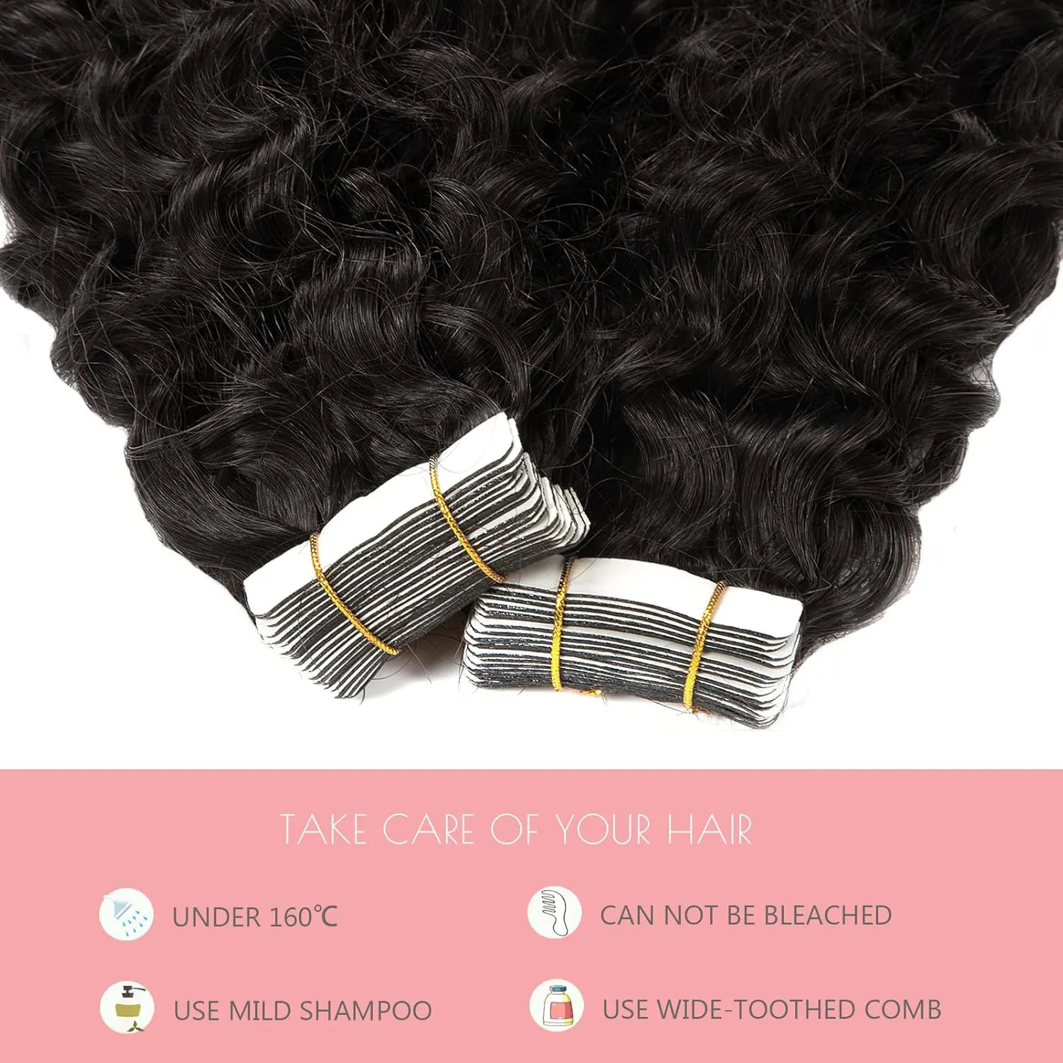 Loxxy Brazilian Curly Tape in Hair Extensions Human Hair Black Women 12inch Natural Black Color #1B Jerry Curly Tape ins Human Hair 3c Remy hair Extensions Double Sided Invisible 16pcs 40grams