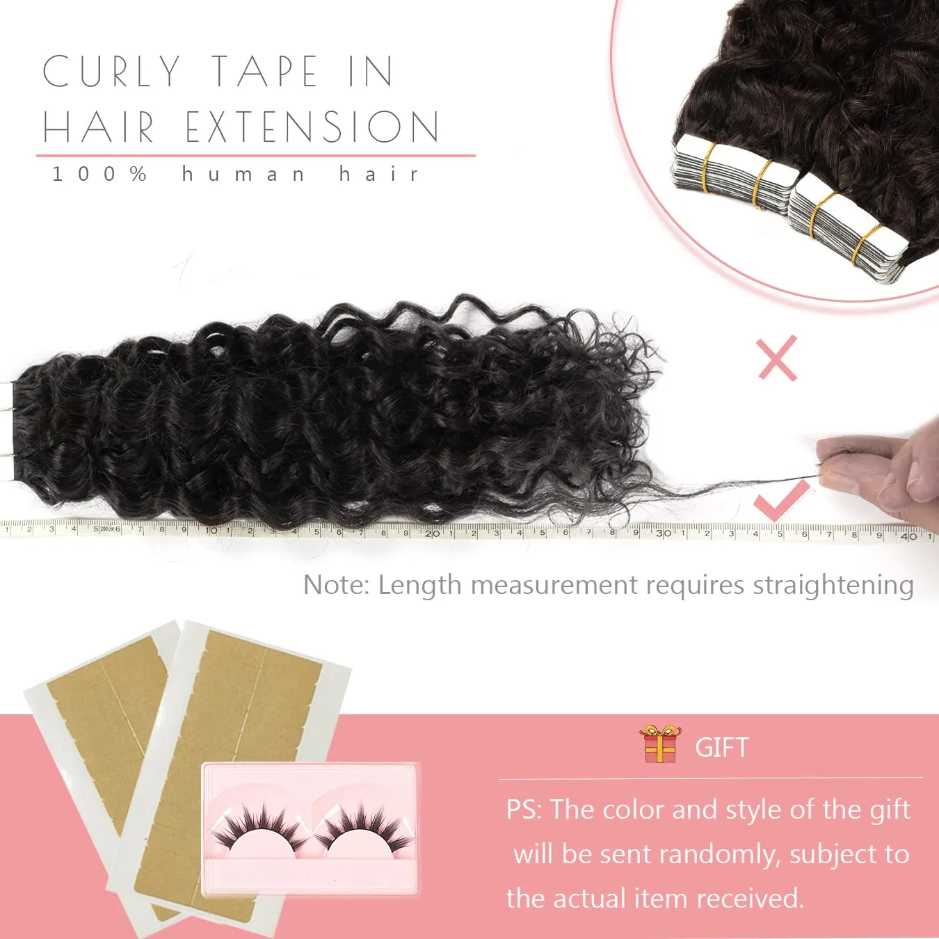 Loxxy Brazilian Curly Tape in Hair Extensions Human Hair Black Women 12inch Natural Black Color #1B Jerry Curly Tape ins Human Hair 3c Remy hair Extensions Double Sided Invisible 16pcs 40grams
