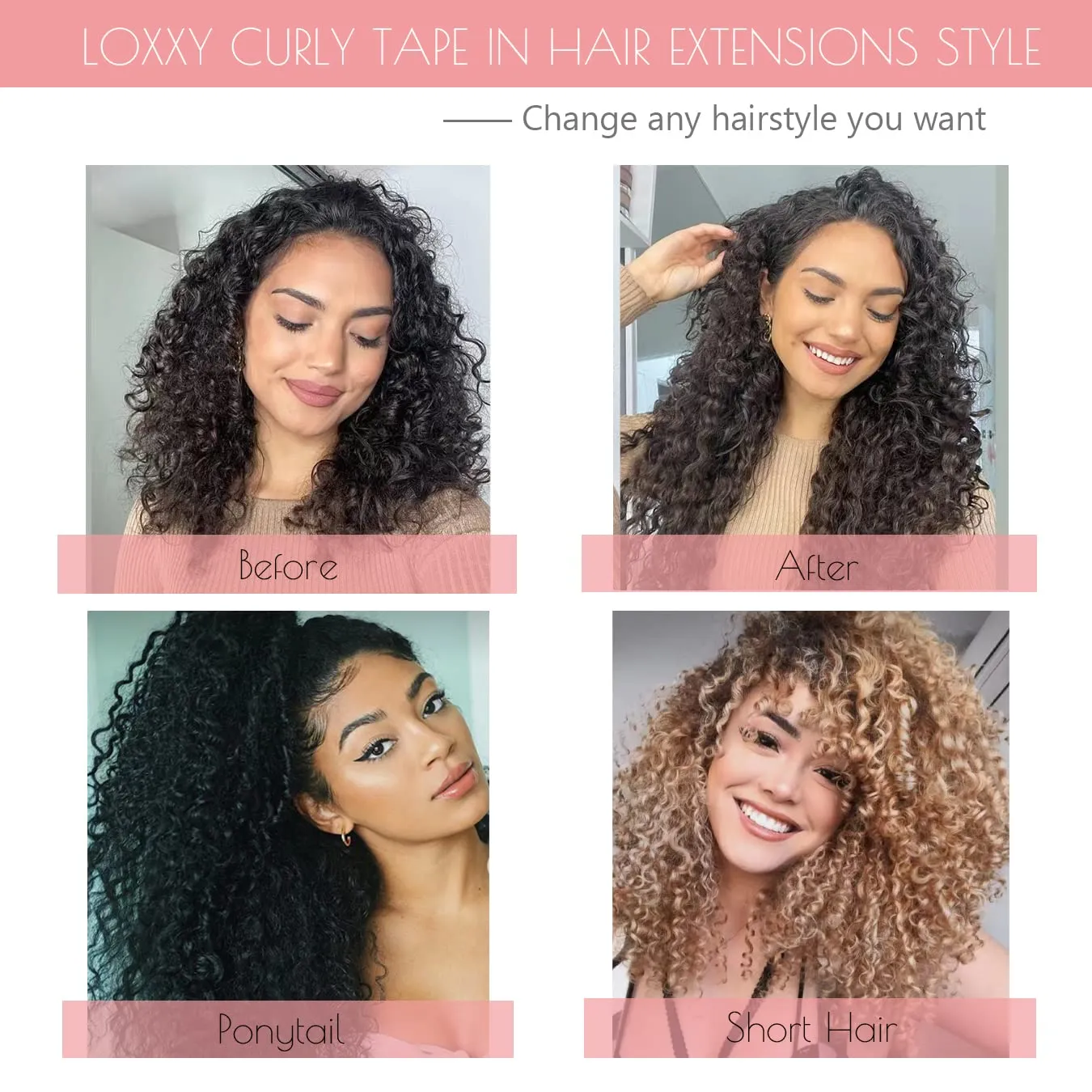Loxxy Brazilian Curly Tape in Hair Extensions Human Hair Black Women 12inch Natural Black Color #1B Jerry Curly Tape ins Human Hair 3c Remy hair Extensions Double Sided Invisible 16pcs 40grams