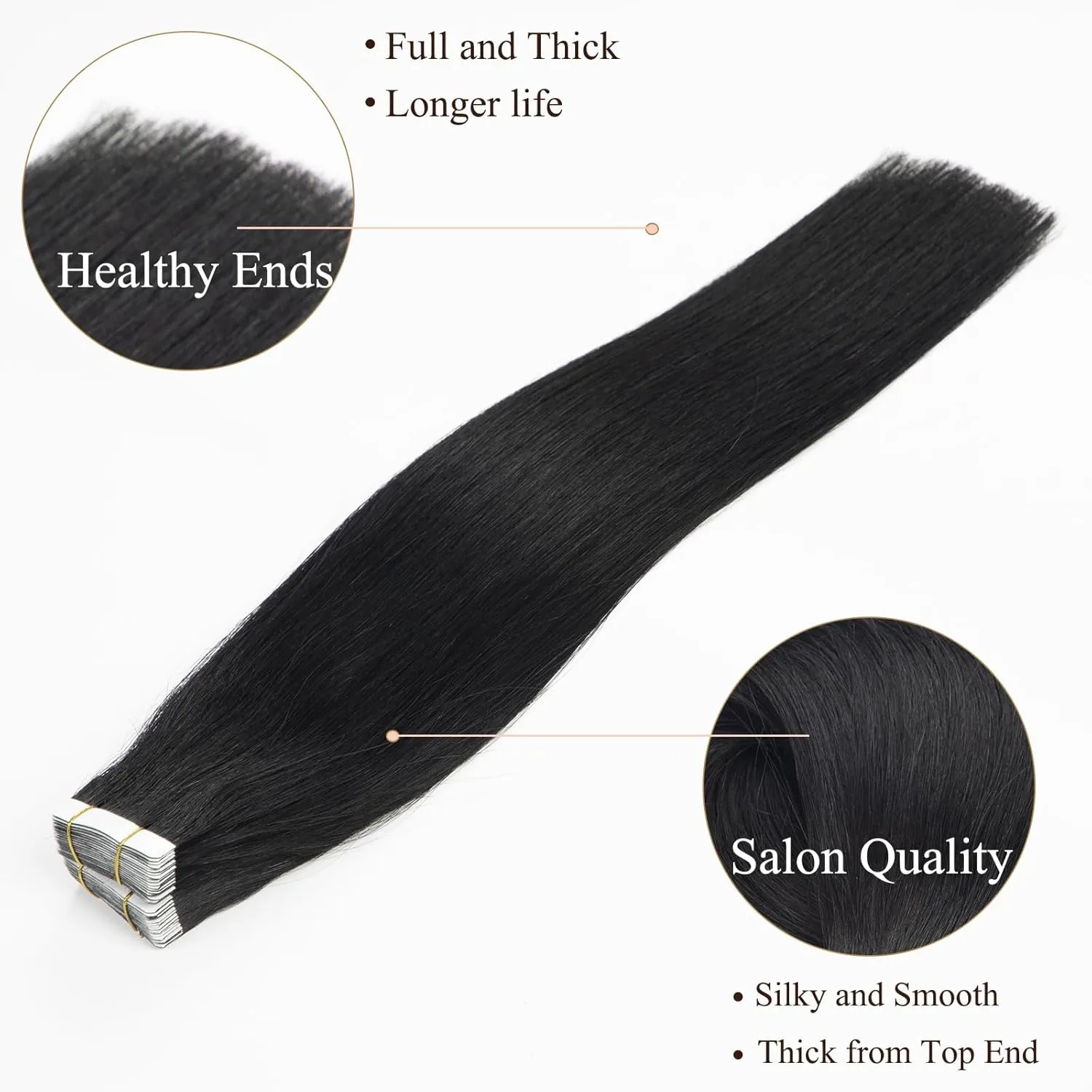 Loxxy Human Hair Tape in Extensions12 Inch Invisible Jet Black Hair Extensions Real Human Hair Tape in Double Side Skin Weft Glue in Seamless #1 50g 20pcs
