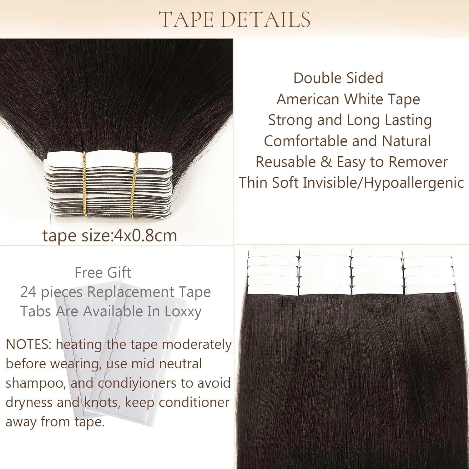 Loxxy Yaki Straight Tape in Hair Extensions Human Hair Black Women 16pcs 40g Seamless Skin Weft Yaki Tape in Extensions Human Hair Natural Black Full Head Remy Kinky Straight Tape Ins 12inch