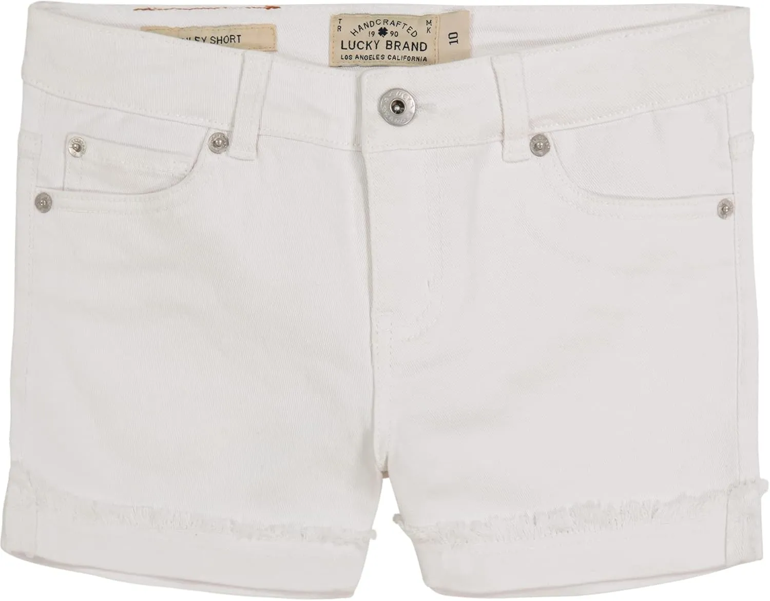 Lucky Brand Girls' Cuffed Jean Shorts, Stretch Denim with 5 Pockets, Mid to High Rise Waist
