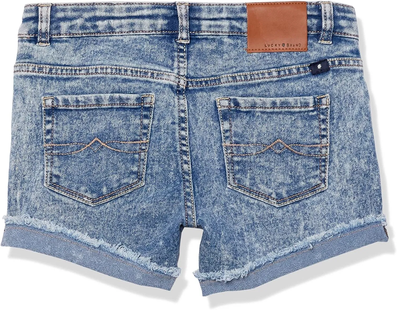 Lucky Brand Girls' Cuffed Jean Shorts, Stretch Denim with 5 Pockets, Mid to High Rise Waist