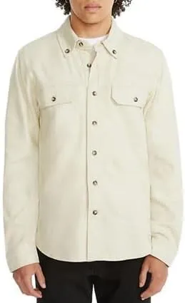 Lucky Brand Men's Lived-in Long Sleeve Utility Shirt, Oatmeal, X-Large