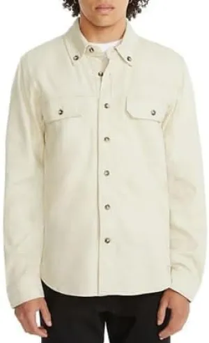 Lucky Brand Men's Lived-in Long Sleeve Utility Shirt, Oatmeal, X-Large
