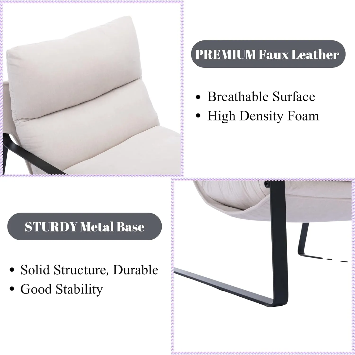 LukeAlon Modern Linen Accent Armchair, Upholstered Soft Living Room Chair with Metal Base Removable Thickened Cushion Single Sofa Chair Comfy Lounge Chair for Bedroom Living Room, White
