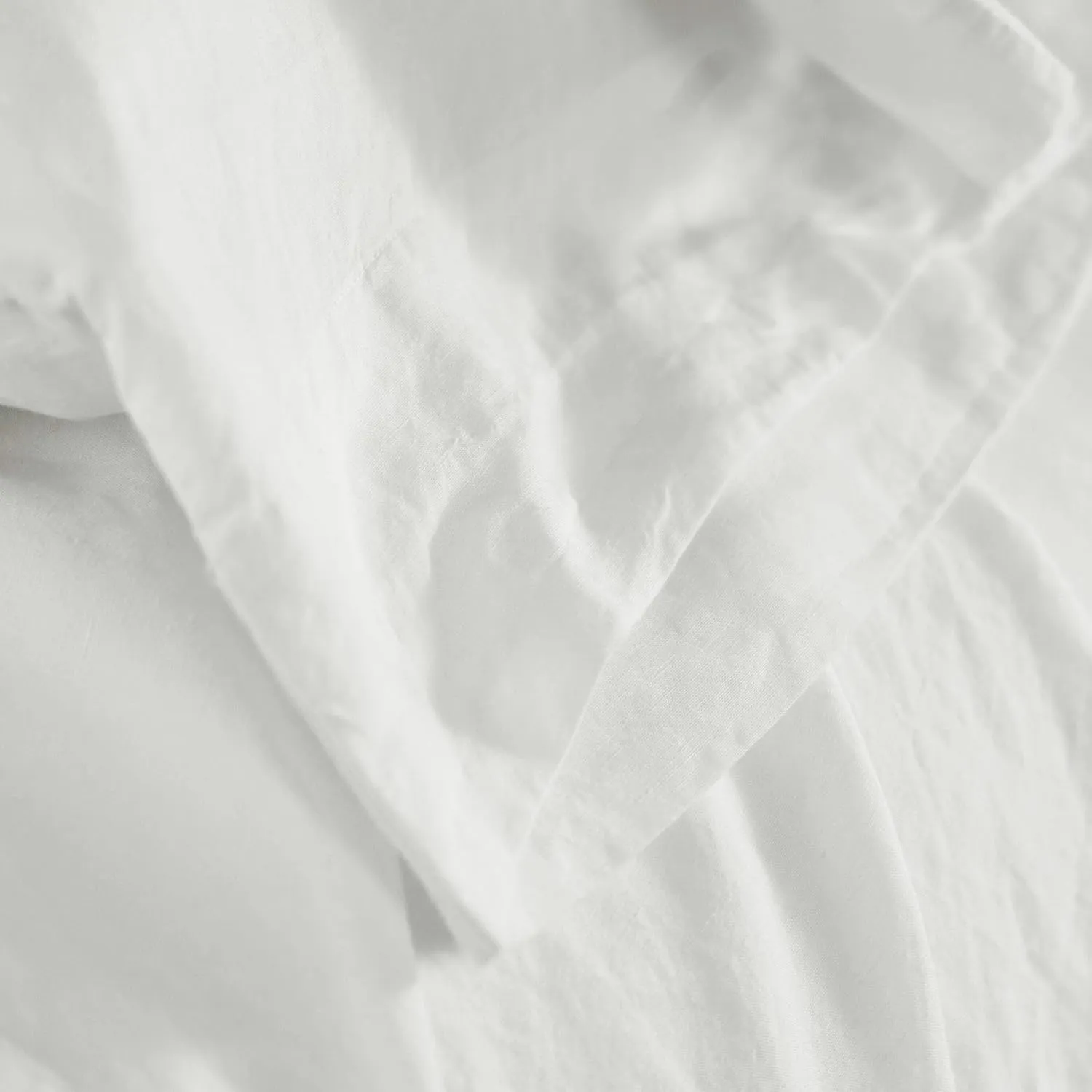Luna Linen White Sheet Set, Queen Size, White Solid Pattern