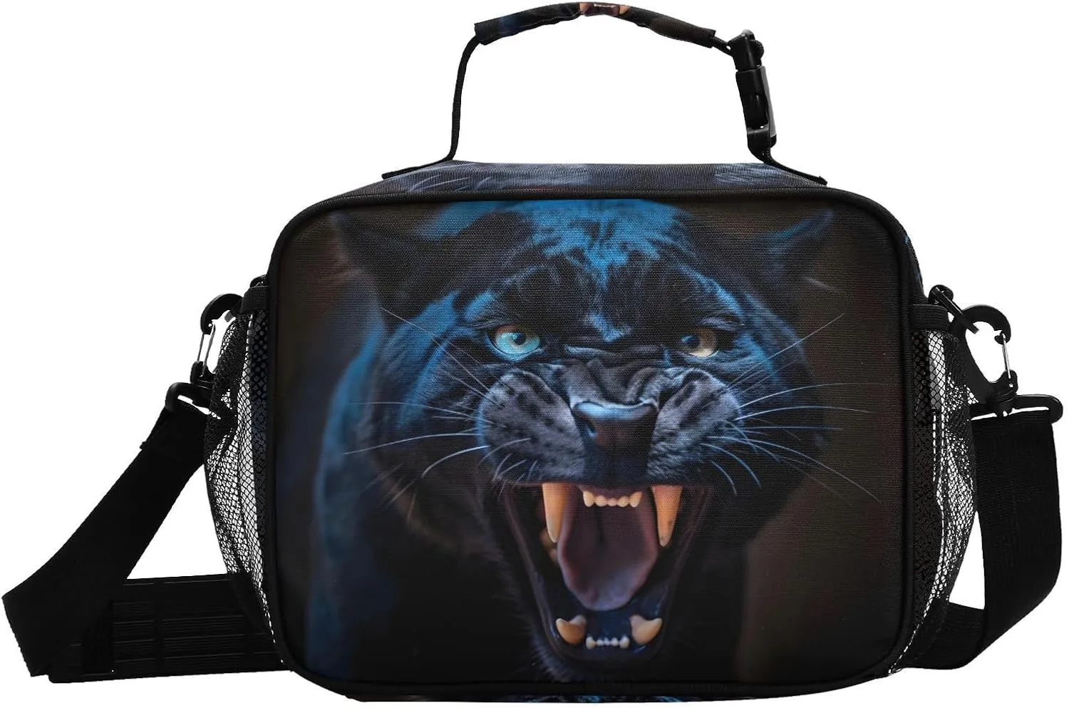 Lunch Box Roar Leopard Black for Men Women Insulated Lunch Bag for Travel, Work, Picnic, Reusable Cooler Tote Bag with Adjustable Shoulder Strap