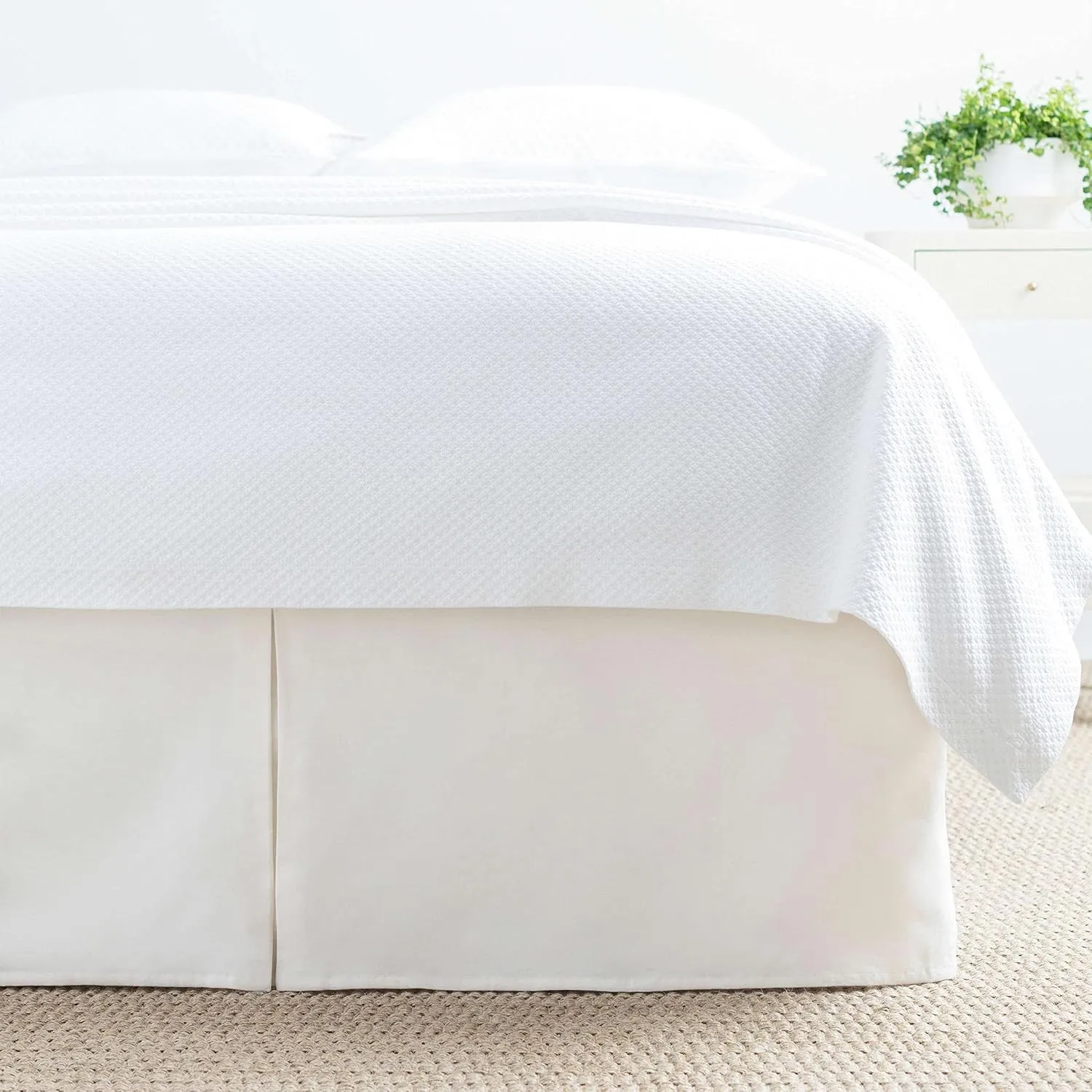 Lush Linen Ivory Bed Skirt, King Size, Ivory Solid Pattern