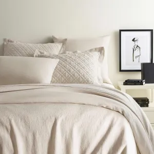 Lush Linen Natural Duvet Cover, Full/Queen Size, Neutral Solid Pattern