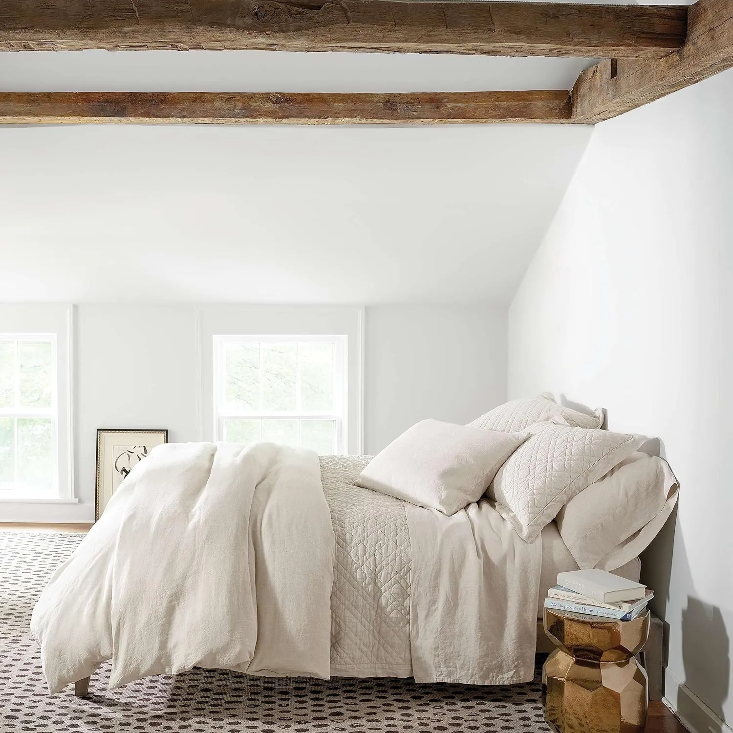 Lush Linen Natural Sheet Set, Queen Size, Neutral Solid Pattern