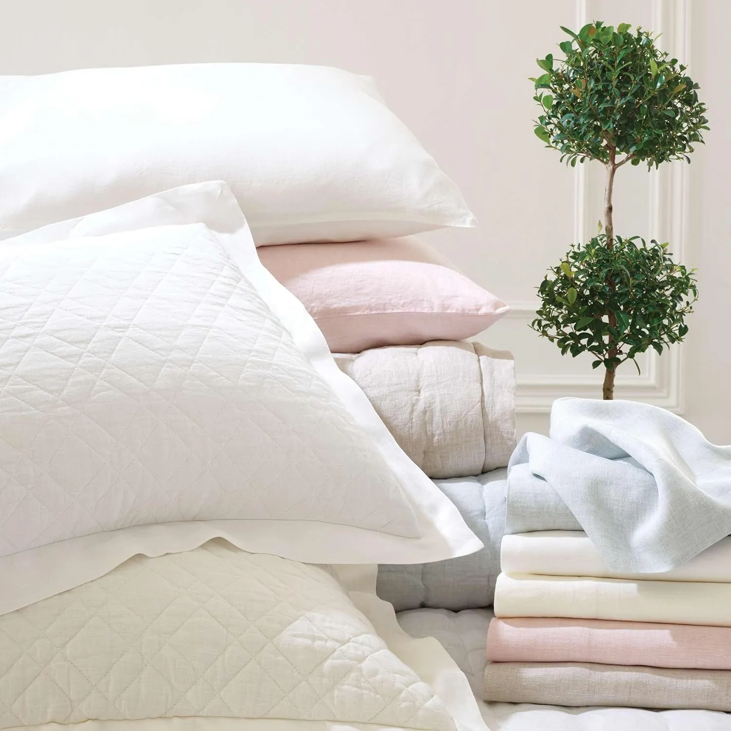 Lush Linen Natural Sheet Set, Queen Size, Neutral Solid Pattern