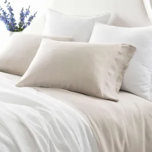 Lush Linen Natural Sheet Set, Queen Size, Neutral Solid Pattern