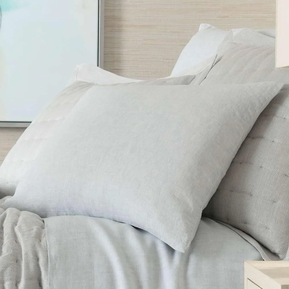 Lush Linen Sky Duvet Sham, Euro Size, Sky Blue/Blue Solid Pattern