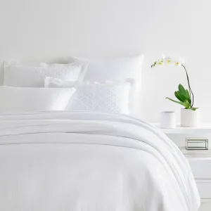 Lush Linen White Duvet Cover, Full/Queen Size, White Solid Pattern