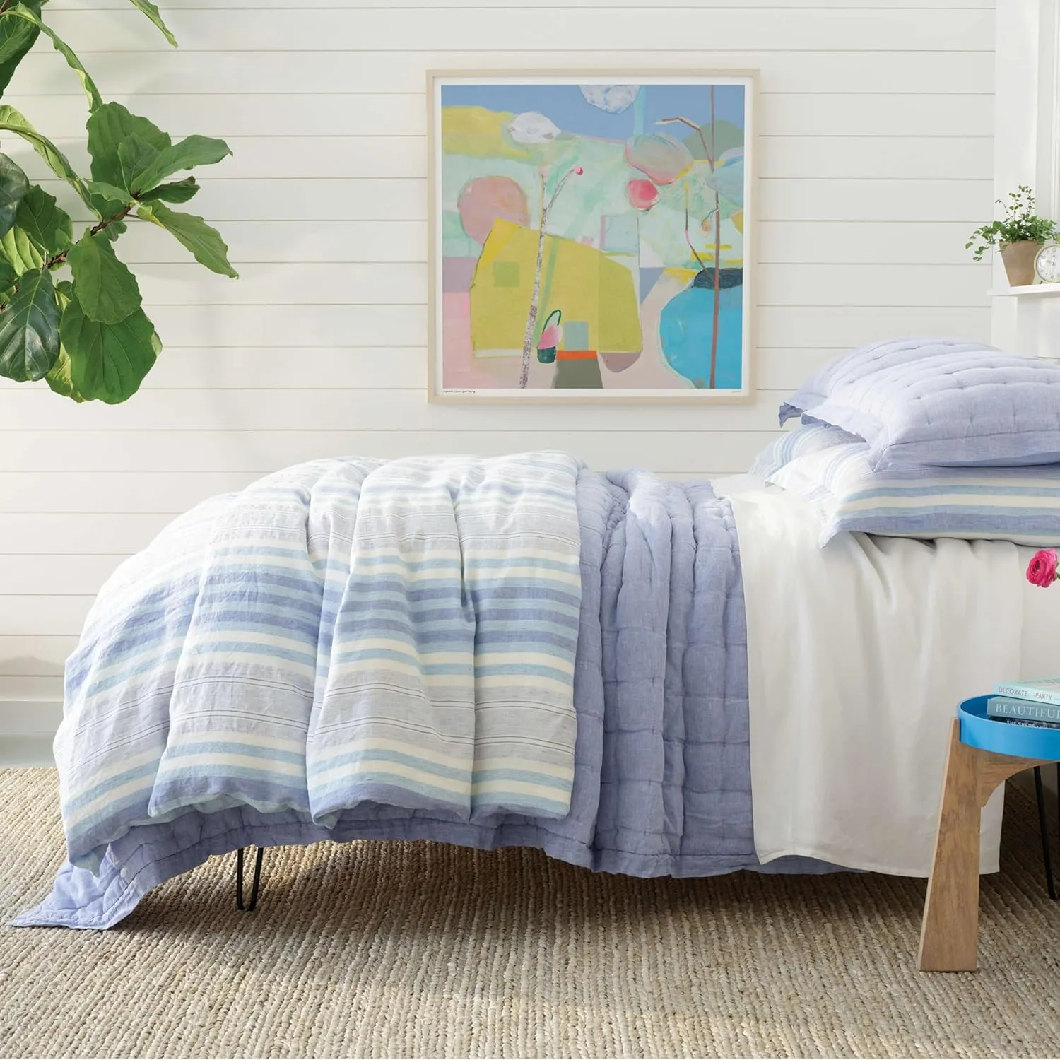 Lush Linen White Pillowcases, King Size, White Solid Pattern