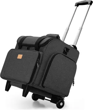 LUXJA Serger Case with Detachable Dolly, Serger Bag with Removable Padding Pad (Fit for Most Standard Serger Machines), Black