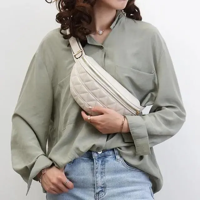 Luxurious Women PU Leather Waist Bags Waterproof Belt Bag Cross Body Fanny Pack Travel Bum Bag