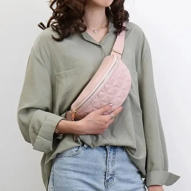 Luxurious Women PU Leather Waist Bags Waterproof Belt Bag Cross Body Fanny Pack Travel Bum Bag