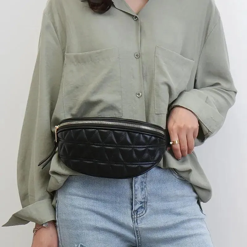 Luxurious Women PU Leather Waist Bags Waterproof Belt Bag Cross Body Fanny Pack Travel Bum Bag