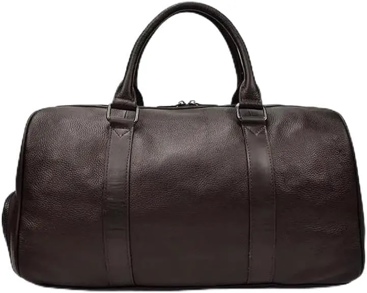 Luxury Genuine Leather Men Women Travel Bag Cow Leather Carry On Luggage Bag Travel Shoulder Bag Male Female Weekend Duffle Bag(Brown (45cm))