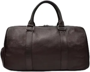 Luxury Genuine Leather Men Women Travel Bag Cow Leather Carry On Luggage Bag Travel Shoulder Bag Male Female Weekend Duffle Bag(Brown (45cm))