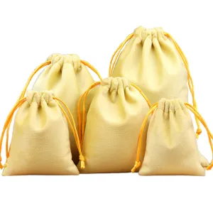 Luxury Soft Velvet Drawstring Bags Yellow - 4 Sizes