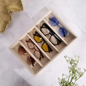 Luxury Velvet Drawer Organizer SUNGLASS GOGGLES Tray and Jewelry Storage Display for Malas, Watches, bracelets and sunglasses, goggles, shades (Cream, 30*20*5 cm)