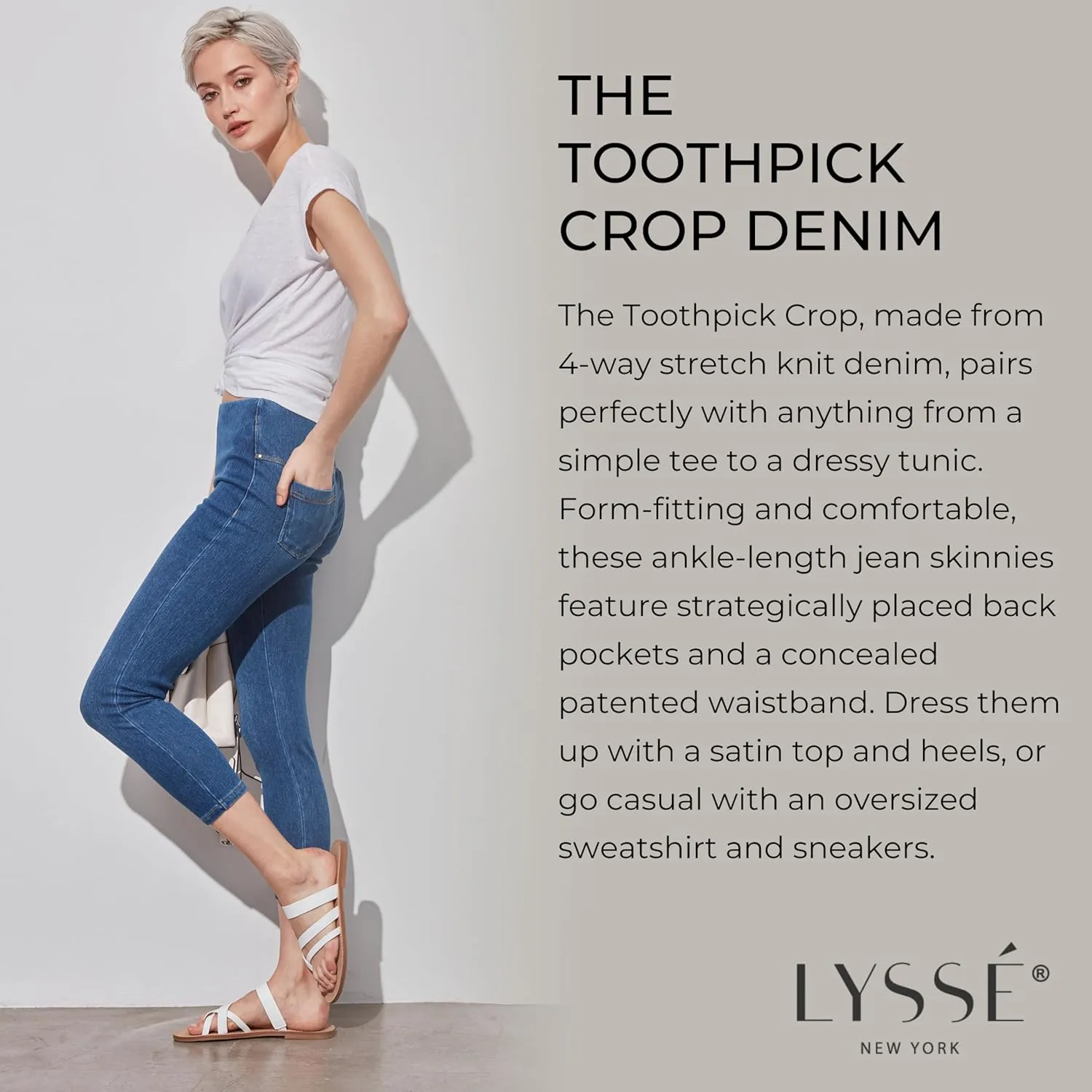 Lyssé Women's Denim Toothpick Crop Legging