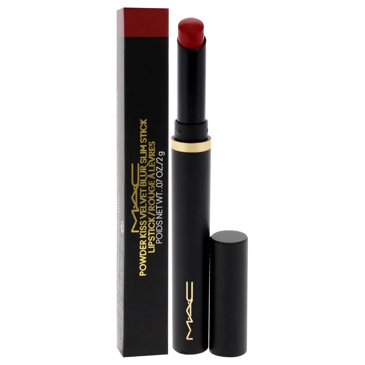 MAC Powder Kiss Velvet Blur Slim Stick - 889 Ruby New for Women - 0.07 oz Lipstick