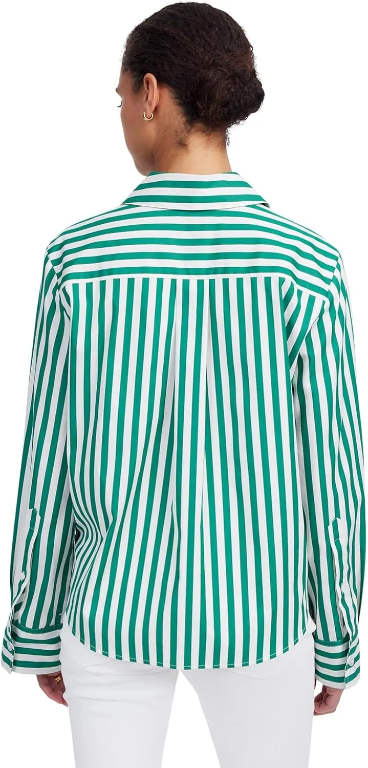 Madewell Women's Y Neck Shirt with Adjustable Sleeve