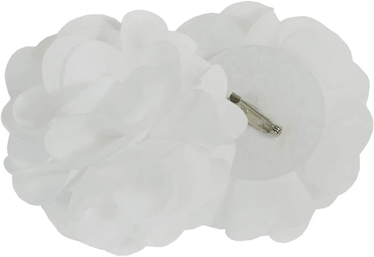Madison Park - MP40-5644 Rosette Floral Embellished Cuff Tab Top Solid Window Treatments Curtain Panel Drape for Bedroom Living Room and Dorm, 50"X63", White