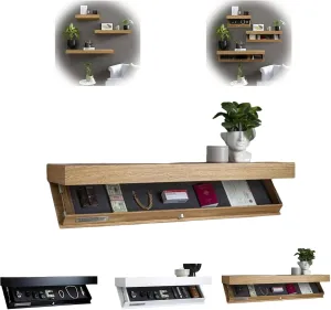 Magicflap Designer Shelf with Secret Compartment, Floating Shelf with Hidden Compartment, Upgraded Hidden Compartment Storage Solution, Suitable for Living Rooms or Offices (1, Wood)