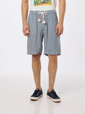 Man blue striped linen bermuda Marseille