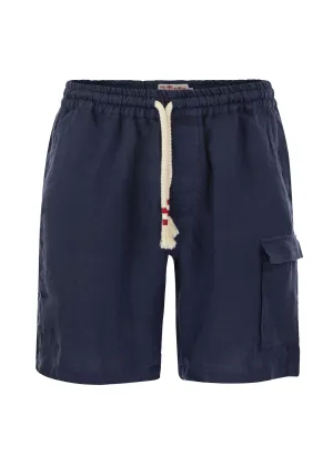 Marine Blue Bermuda Linen Short