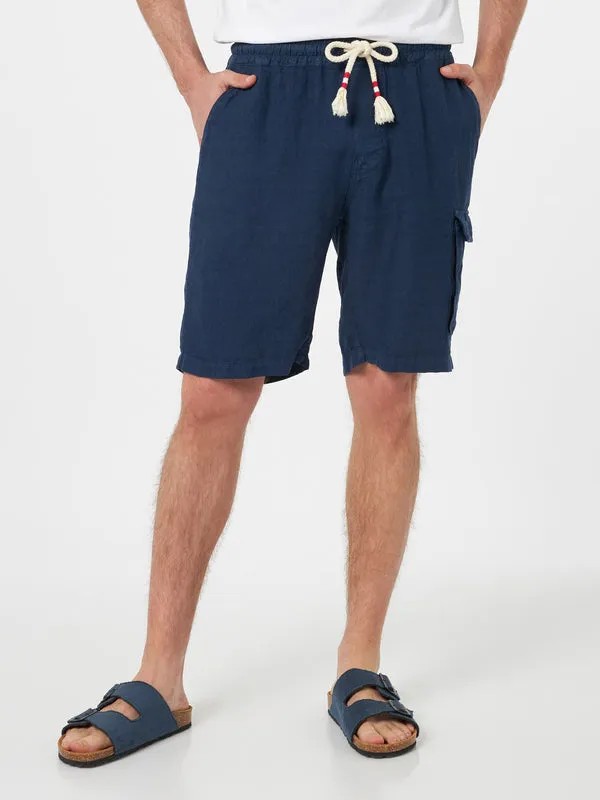 Marine Blue Bermuda Linen Short