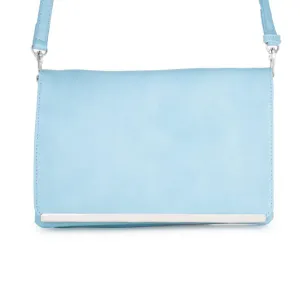 Martha Blue Leather Purse Clutch With Silver Hardware