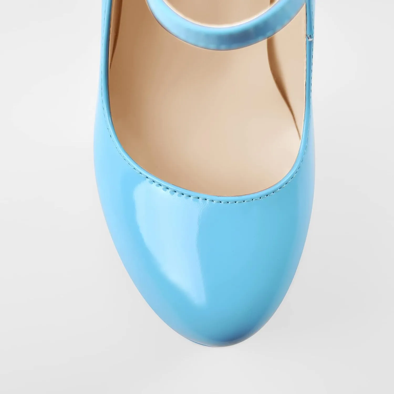 Mary Jane Platform Chunky High Heels Ankle Strap Close Toe Pumps
