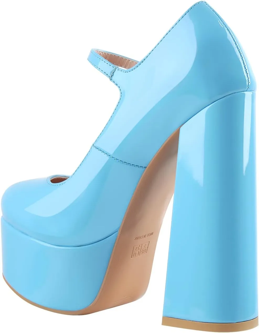 Mary Jane Platform Chunky High Heels Ankle Strap Close Toe Pumps