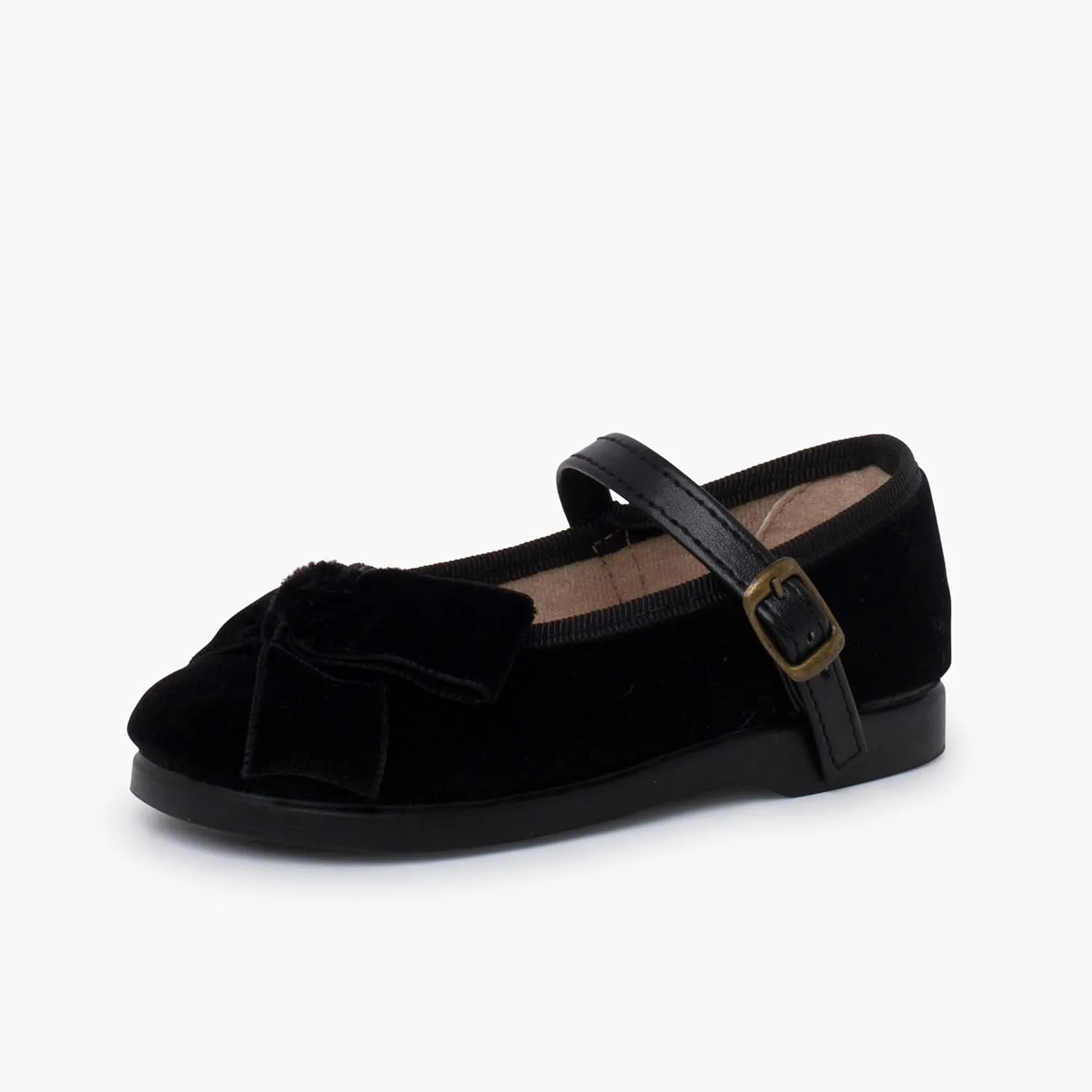 Mary Janes Leather-Type Strap Velvet Bow