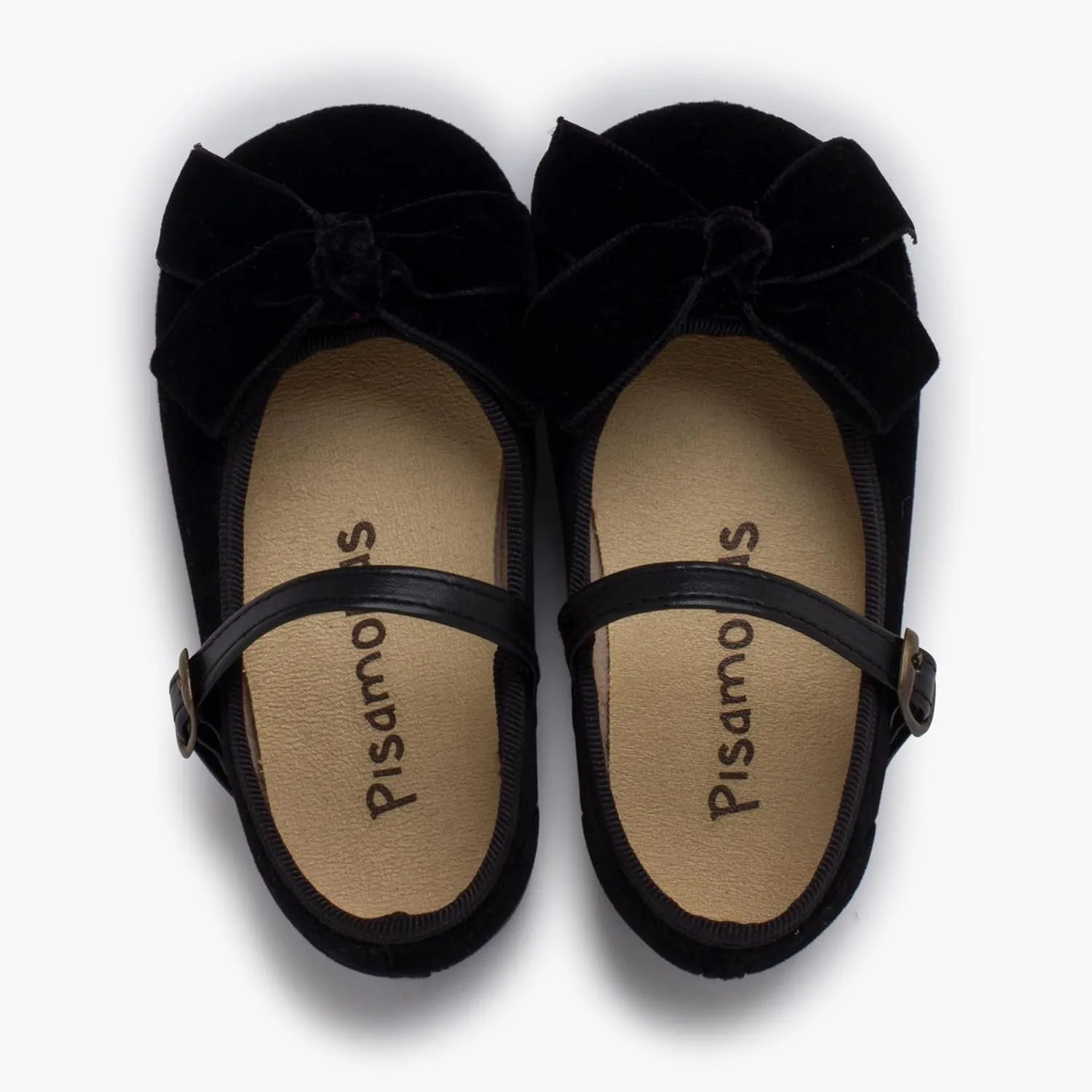 Mary Janes Leather-Type Strap Velvet Bow