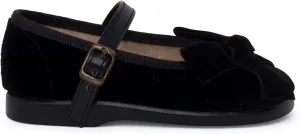 Mary Janes Leather-Type Strap Velvet Bow